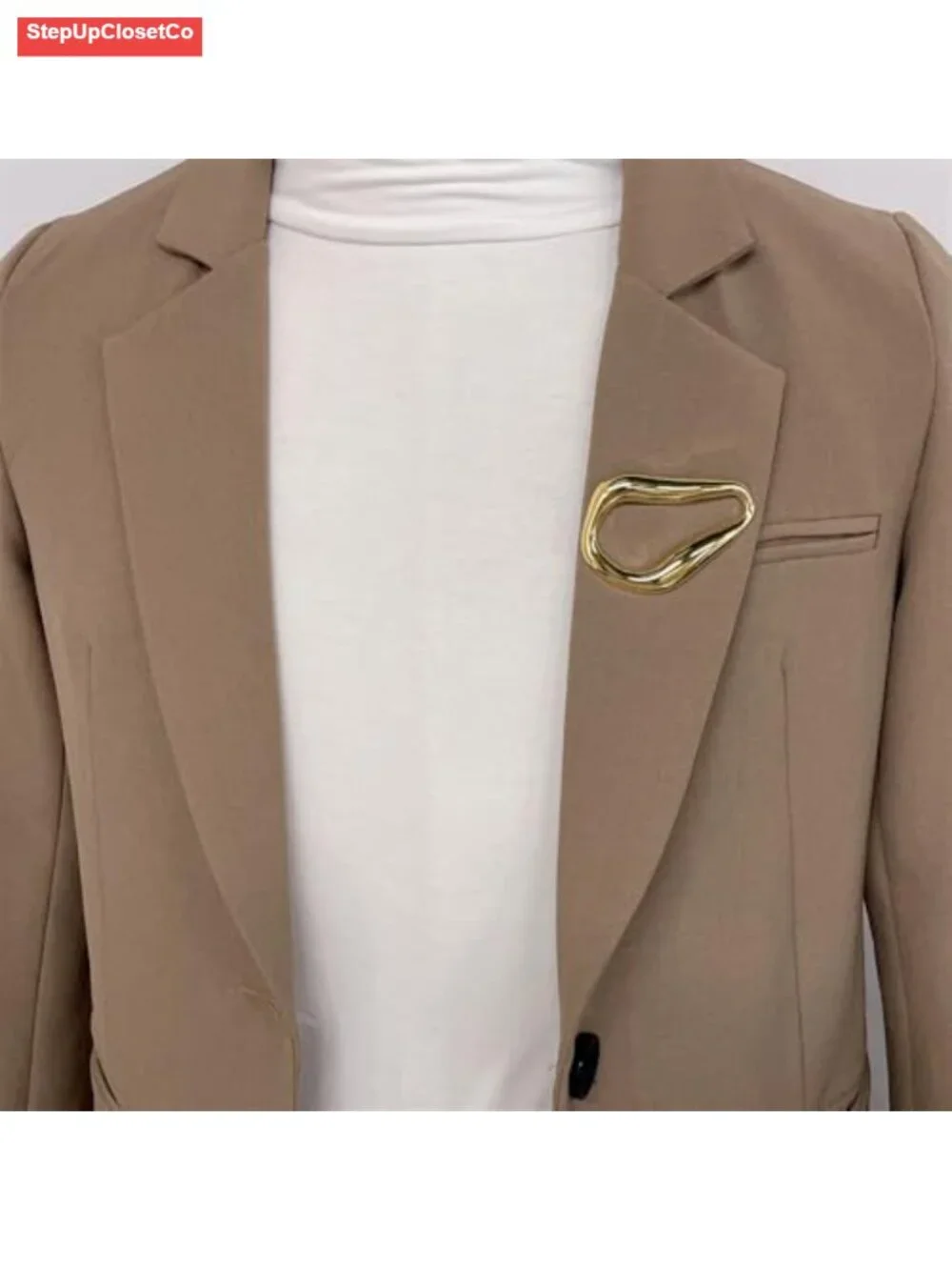 Geometric Teardrop Brooch Pin Stainless Steel Gold/Silver Plated Lapel Pin for